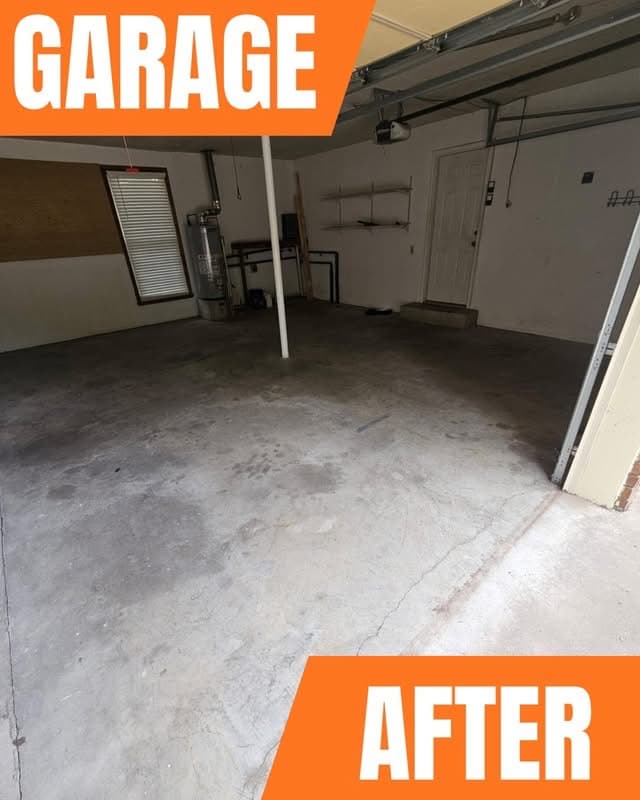 Left garage bay cleared and swept clean after Rocky Road hauled it out
